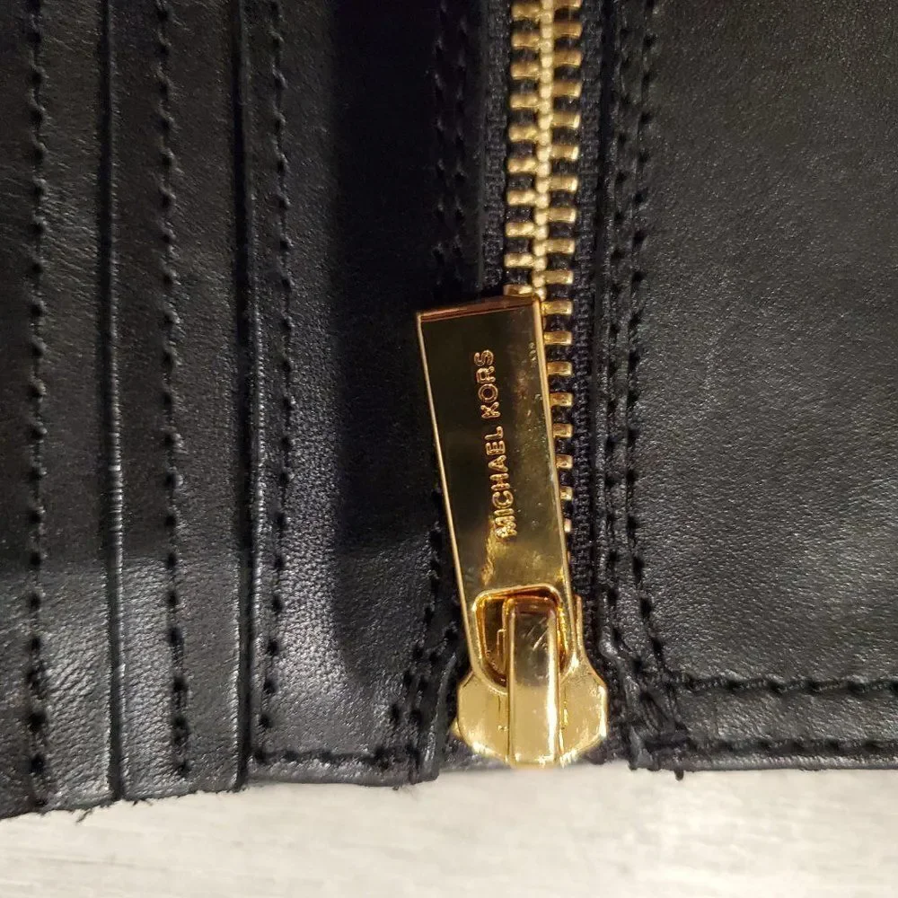 Michael Kors Women Black Leather Riding Harness Boots Knee High Size 6M